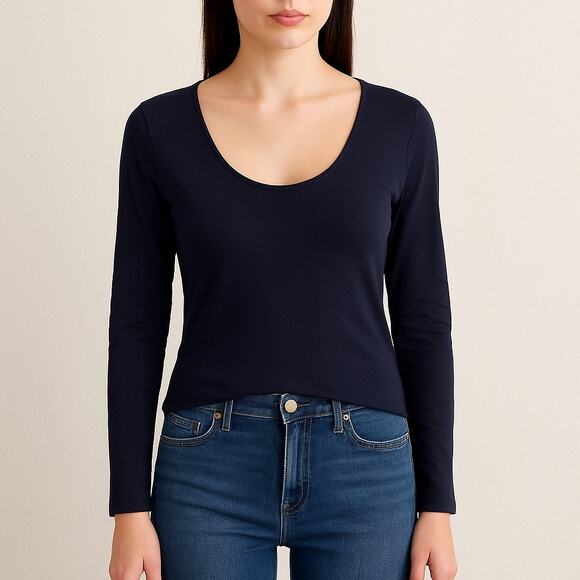 Boden Navy Scoop Neck Long Sleeve Top – Women’s 8 - Picture 1 of 9
